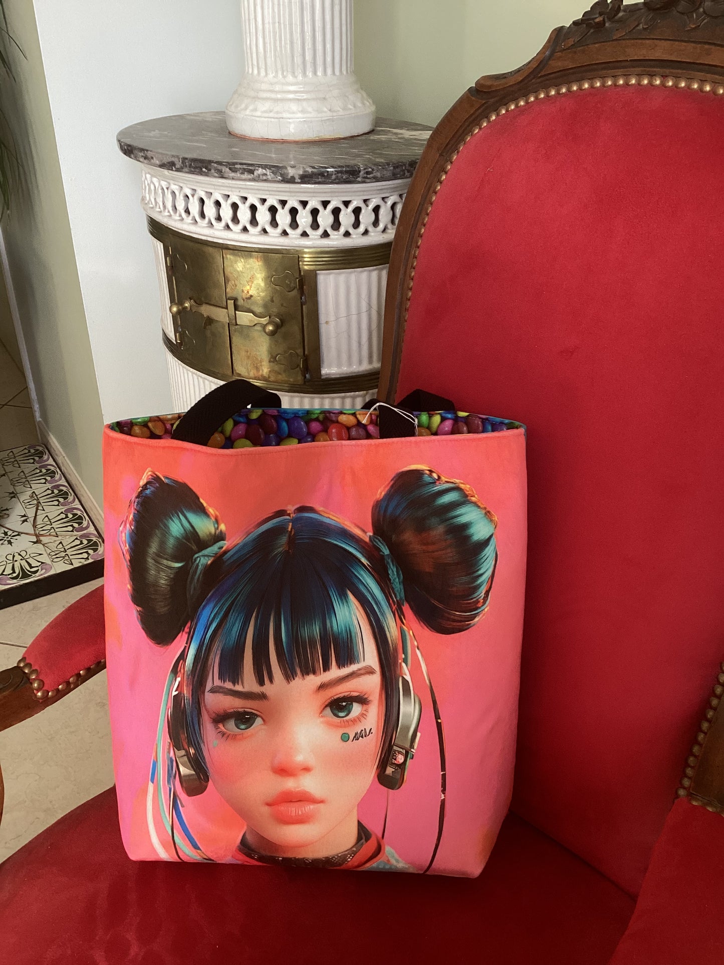 Sac cabas avec fermeture éclair et pochette