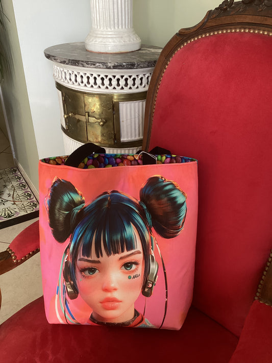 Sac cabas avec fermeture éclair et pochette